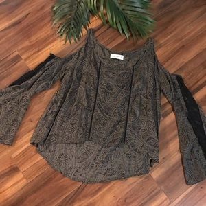 Cold shoulder blouse with flare sleeves